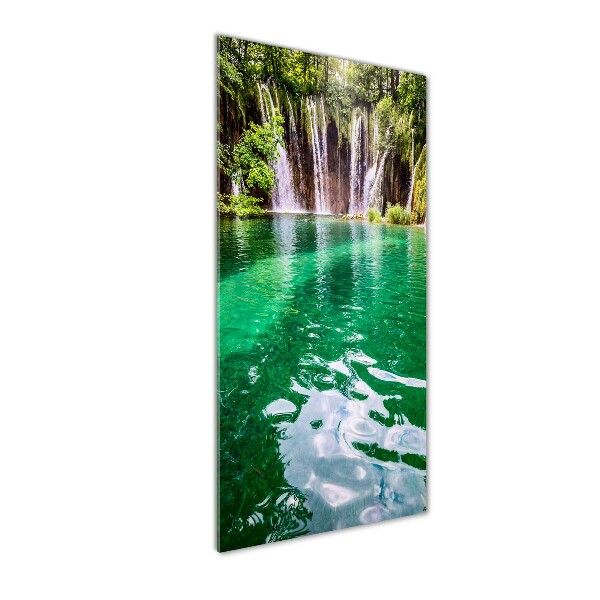 Cuadro decorativo en cristal con canto pulido vertical Lagos de Plitvice