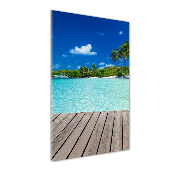Cuadro de vidrio templado 4mm para pared vertical Playa tropical