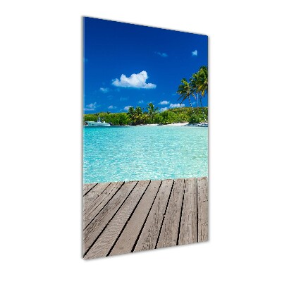 Cuadro de vidrio templado 4mm para pared vertical Playa tropical