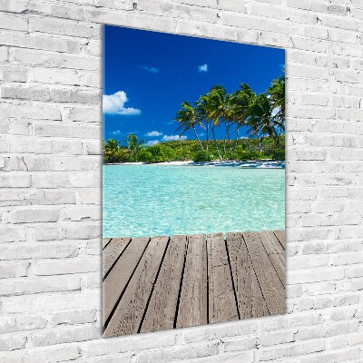 Cuadro de vidrio templado 4mm para pared vertical Playa tropical