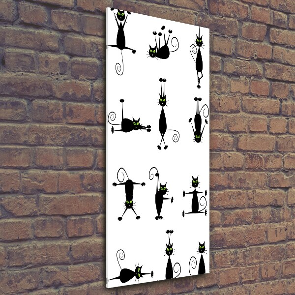 Fotocuadro de cristal elegante para hogar vertical Gatos