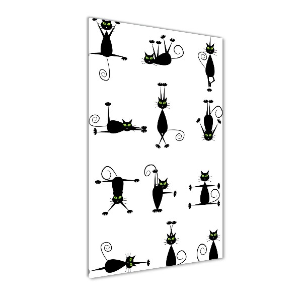 Fotocuadro de cristal elegante para hogar vertical Gatos