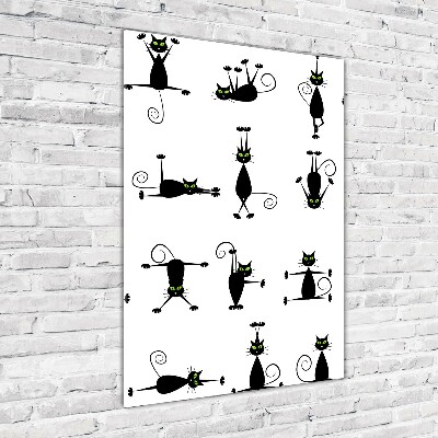 Fotocuadro de cristal elegante para hogar vertical Gatos