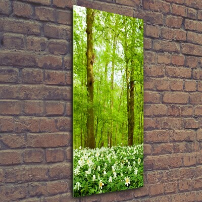 Fotocuadro de cristal elegante para hogar vertical Flores en el bosque