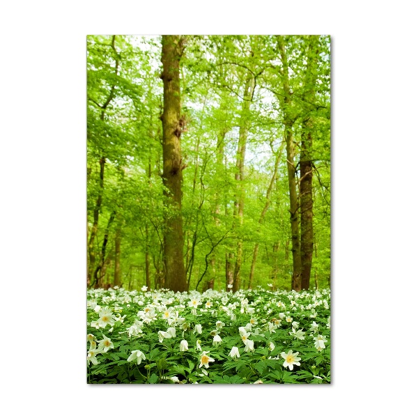 Fotocuadro de cristal elegante para hogar vertical Flores en el bosque