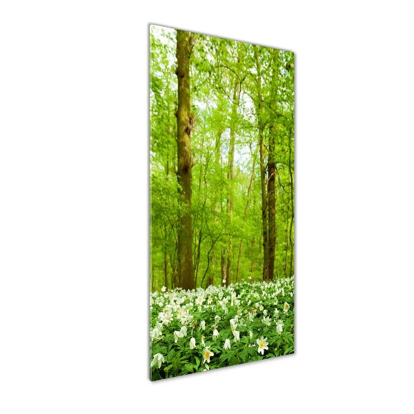 Fotocuadro de cristal elegante para hogar vertical Flores en el bosque