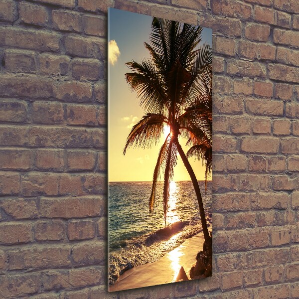 Cuadro de cristal moderno efecto brillo vertical Playa tropical