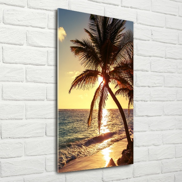 Cuadro de cristal moderno efecto brillo vertical Playa tropical