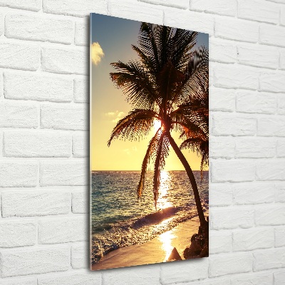 Cuadro de cristal moderno efecto brillo vertical Playa tropical