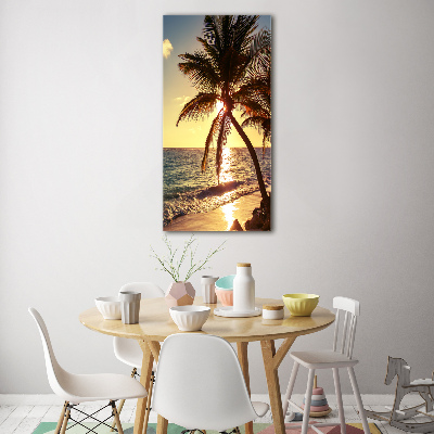 Cuadro de cristal moderno efecto brillo vertical Playa tropical