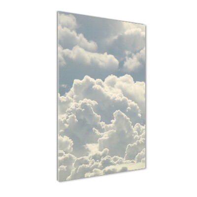 Cuadro decorativo en cristal con canto pulido vertical Nubes
