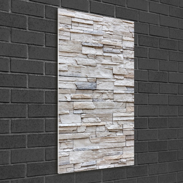 Fotocuadro de cristal elegante para hogar vertical Muro de piedra
