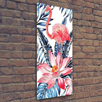 Cuadro de cristal moderno efecto brillo vertical flores hawaianas