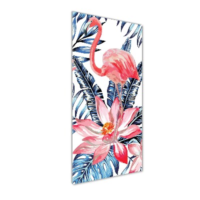 Cuadro de cristal moderno efecto brillo vertical flores hawaianas