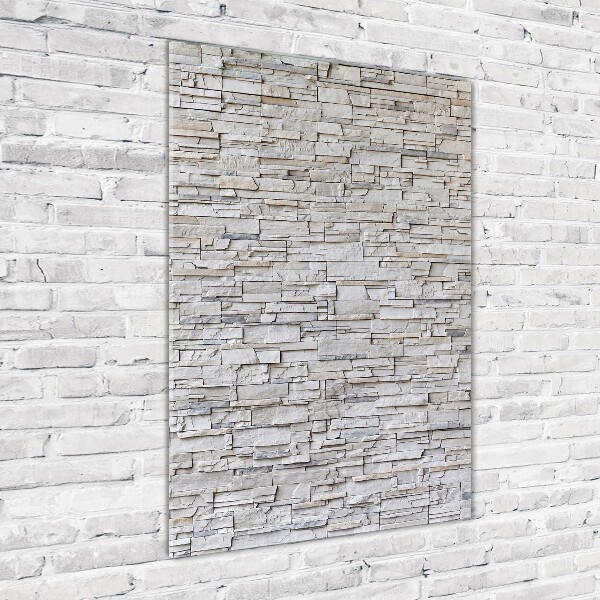 Cuadro de cristal moderno efecto brillo vertical Muro de piedra