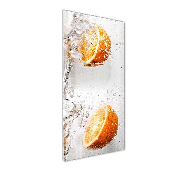 Cuadro de cristal moderno efecto brillo vertical Naranjas