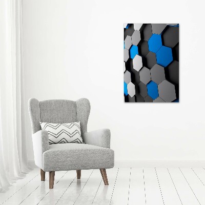 Cuadro de cristal moderno efecto brillo vertical Abstracción 3D