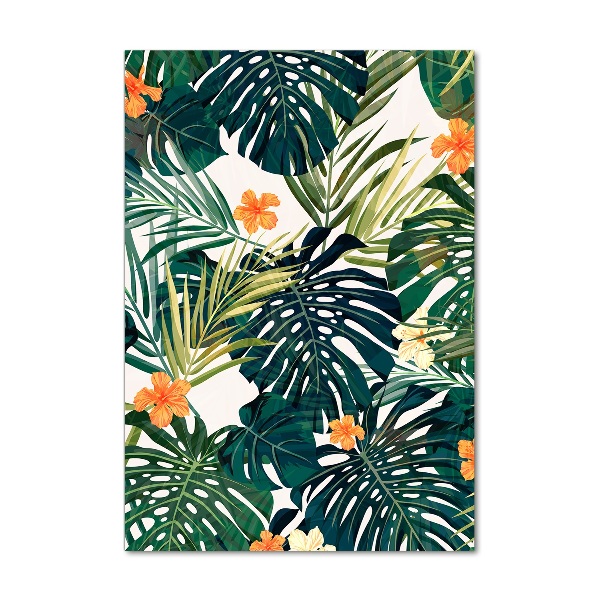 Cuadro decorativo en cristal con canto pulido vertical Patrón hawaiano