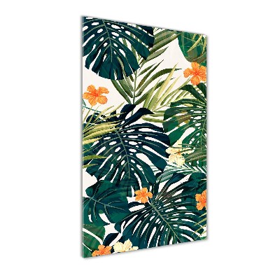 Cuadro decorativo en cristal con canto pulido vertical Patrón hawaiano