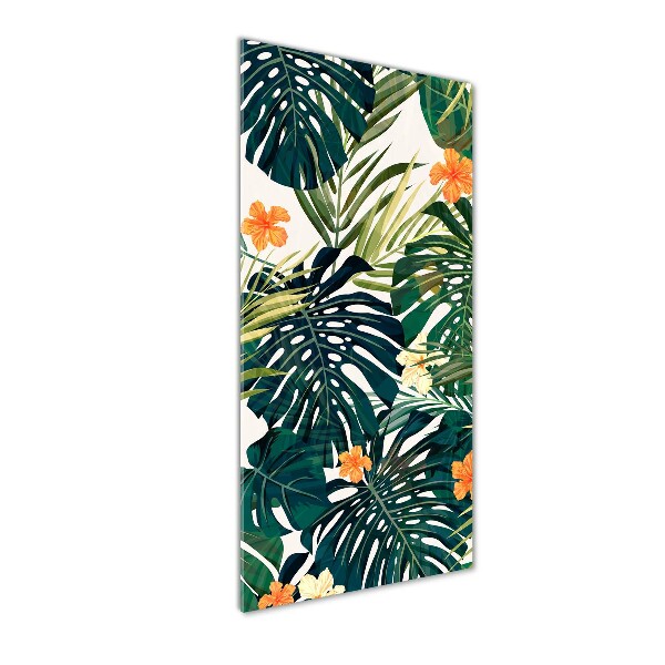 Cuadro decorativo en cristal con canto pulido vertical Patrón hawaiano