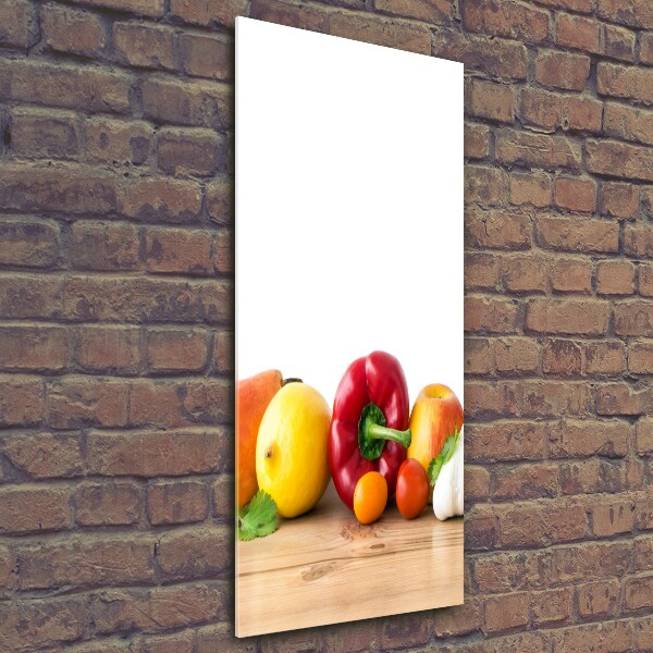 Cuadro de vidrio templado 4mm para pared vertical Frutas y verduras
