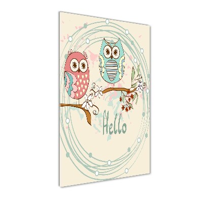 Cuadro decorativo en cristal con canto pulido vertical Búhos
