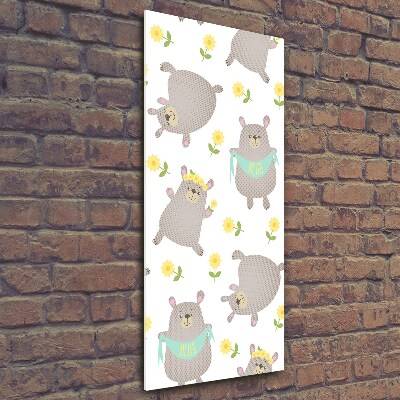 Cuadro de vidrio templado 4mm para pared vertical Ositos