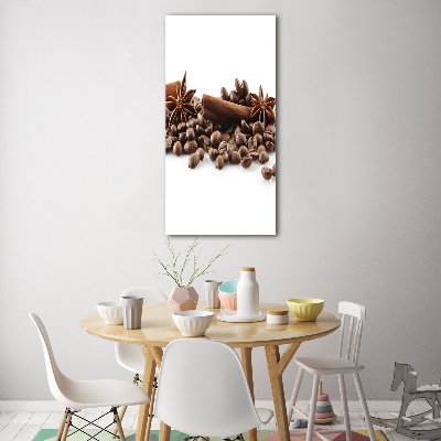 Cuadro decorativo en cristal con canto pulido vertical Granos de café