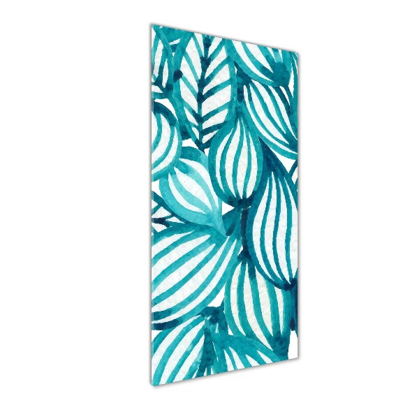 Cuadro de cristal moderno efecto brillo vertical Hojas