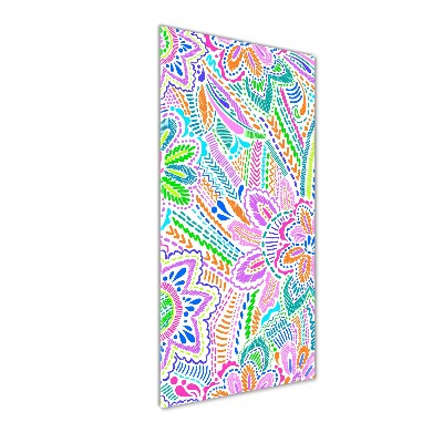 Cuadro decorativo en cristal con canto pulido vertical Patrón floral