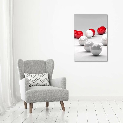 Cuadro de vidrio templado 4mm para pared vertical Bolas rojas y blancas