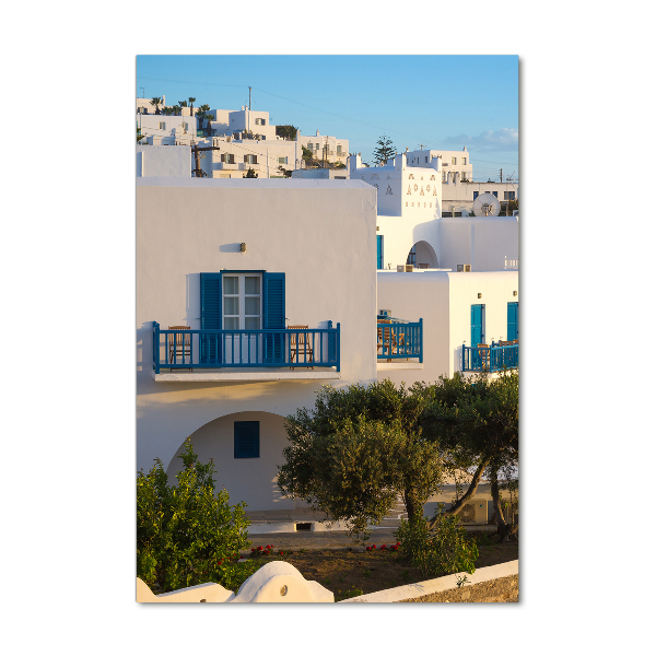 Cuadro de vidrio templado 4mm para pared vertical Mykonos, Grecia
