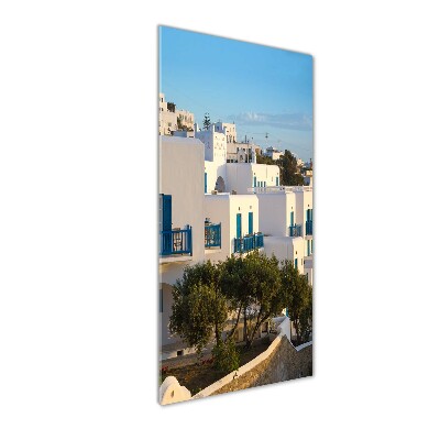 Cuadro de vidrio templado 4mm para pared vertical Mykonos, Grecia