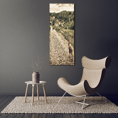 Fotocuadro de cristal elegante para hogar vertical Dos perros de la colina