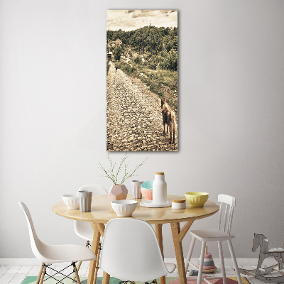 Fotocuadro de cristal elegante para hogar vertical Dos perros de la colina