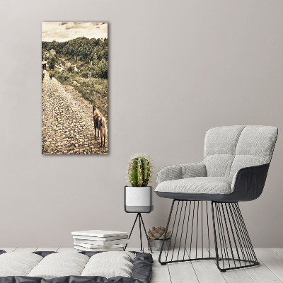 Fotocuadro de cristal elegante para hogar vertical Dos perros de la colina