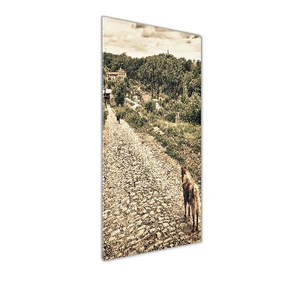 Fotocuadro de cristal elegante para hogar vertical Dos perros de la colina