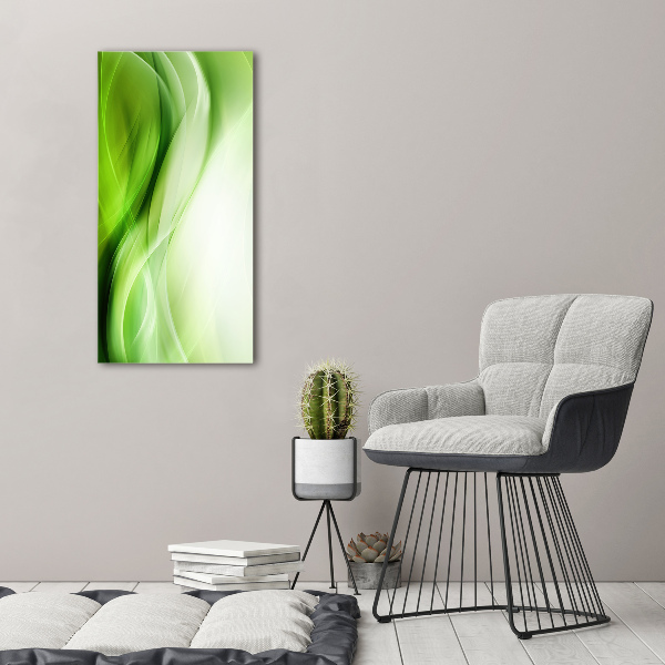 Fotocuadro de cristal elegante para hogar vertical Fondo de ondas verdes