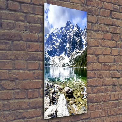Fotocuadro de cristal elegante para hogar vertical El ojo de mar de los montes Tatra