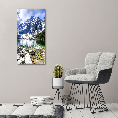 Fotocuadro de cristal elegante para hogar vertical El ojo de mar de los montes Tatra