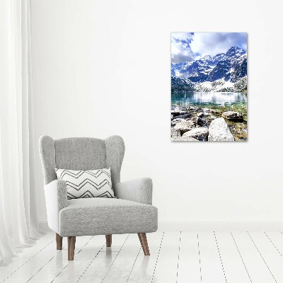 Fotocuadro de cristal elegante para hogar vertical El ojo de mar de los montes Tatra