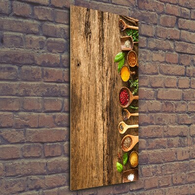 Fotocuadro de cristal elegante para hogar vertical Especias de colores