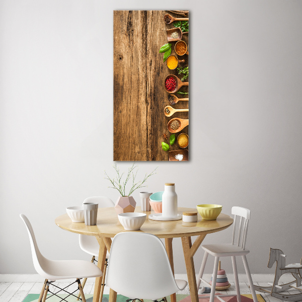 Fotocuadro de cristal elegante para hogar vertical Especias de colores