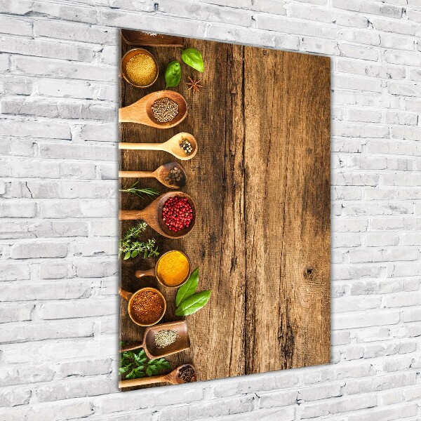 Fotocuadro de cristal elegante para hogar vertical Especias de colores