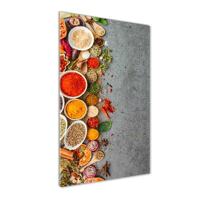 Cuadro decorativo en cristal con canto pulido vertical Especias de colores