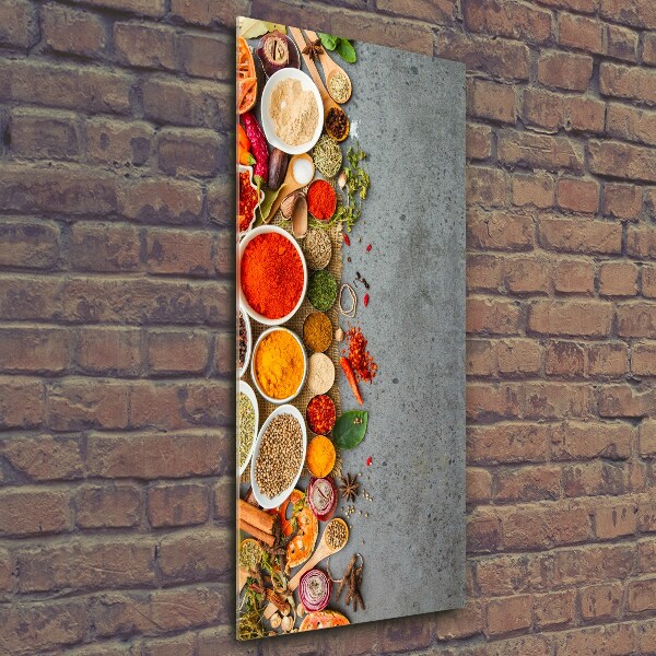 Cuadro decorativo en cristal con canto pulido vertical Especias de colores