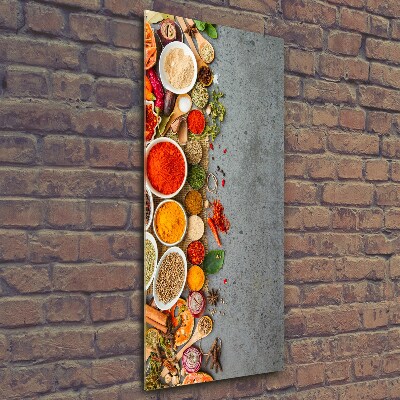 Cuadro decorativo en cristal con canto pulido vertical Especias de colores