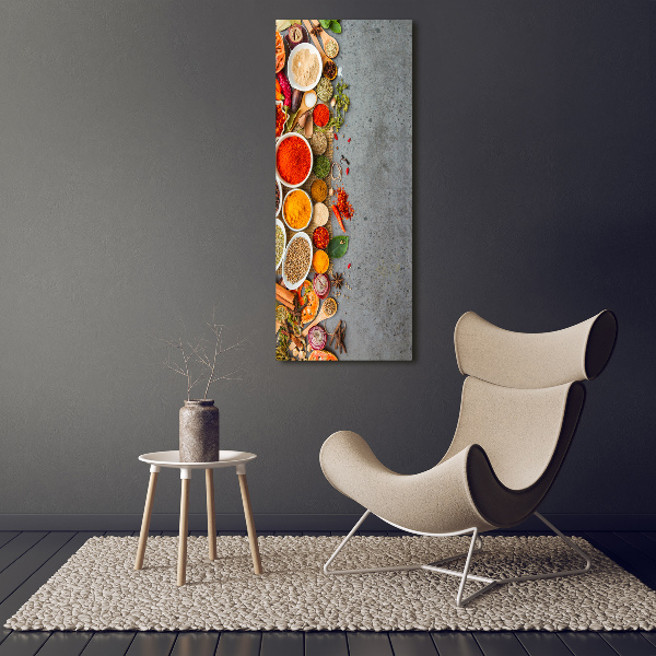 Cuadro decorativo en cristal con canto pulido vertical Especias de colores
