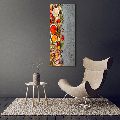 Cuadro decorativo en cristal con canto pulido vertical Especias de colores