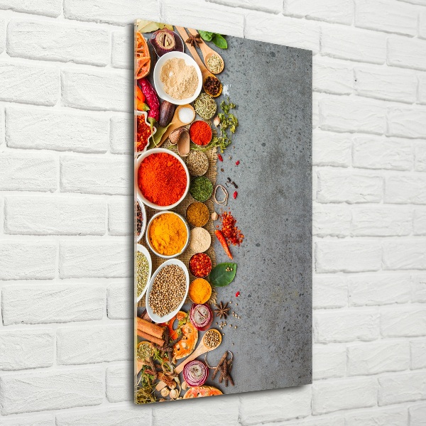 Cuadro decorativo en cristal con canto pulido vertical Especias de colores